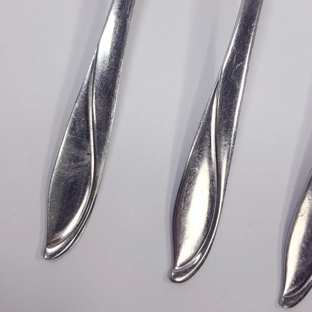 Vintage Utica Cut. Co. Japan‎ stainless oval soup spoon set 3 swirl UTI51 Cut co